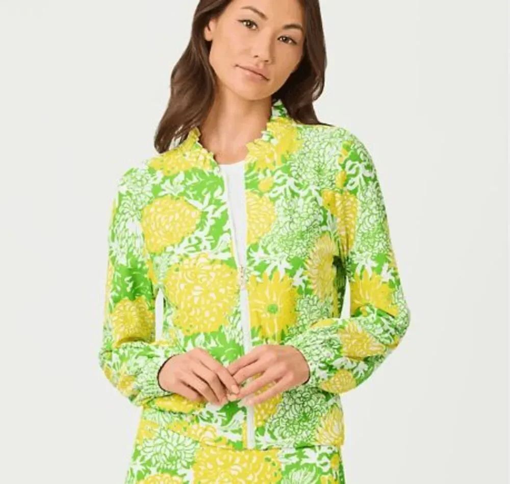 NWT Lilly Pulitzer Aegean Jacket UPF 50+- Crocodile Green Mumbo Jumbo- Size L